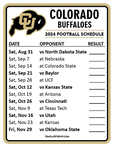 colorado buffaloes schedule football|colorado football schedule 2024 printable.